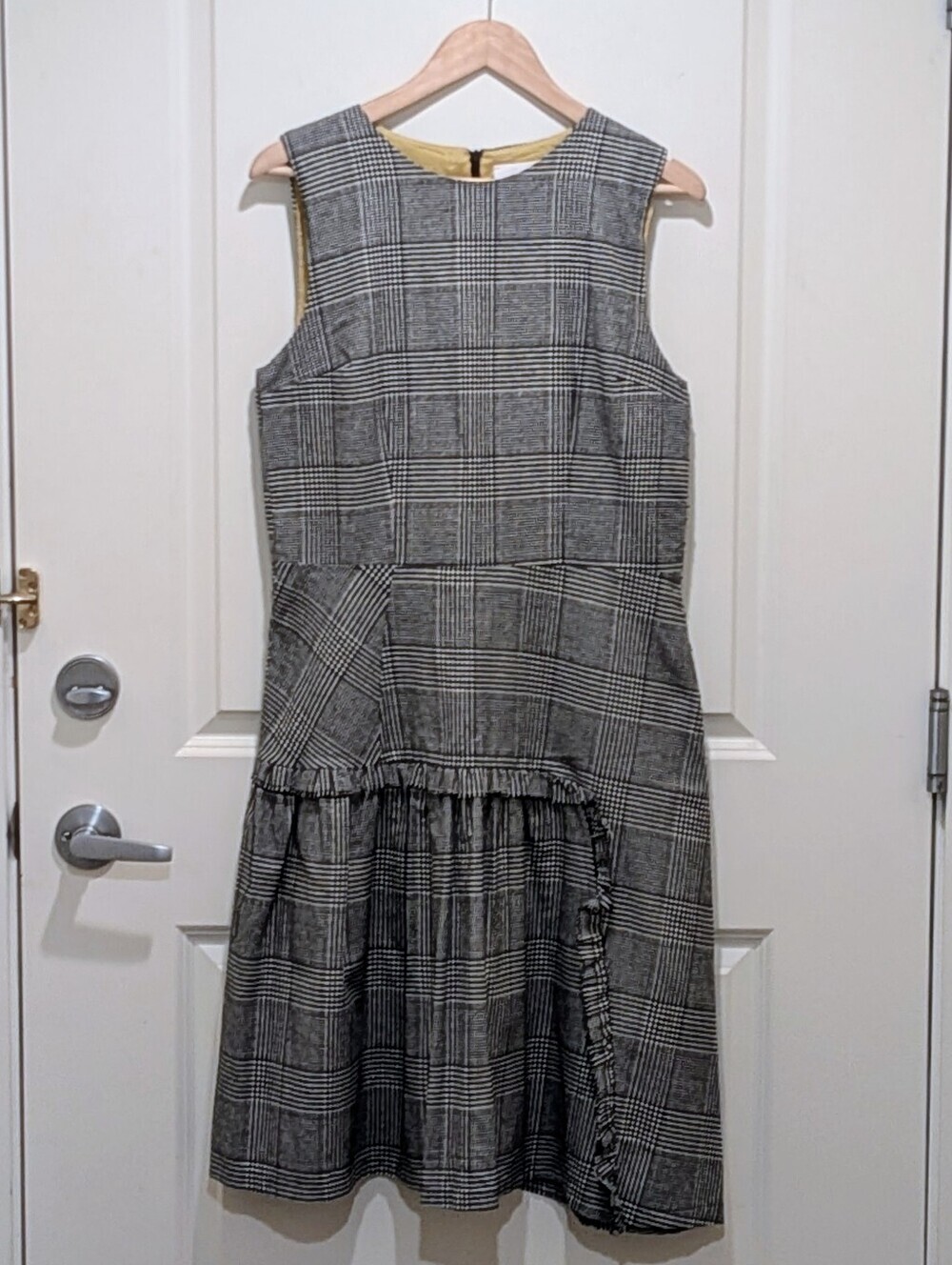 EUC Dinora Italy M Vintage Black and White Check Drop Waist Wool Blend Dress